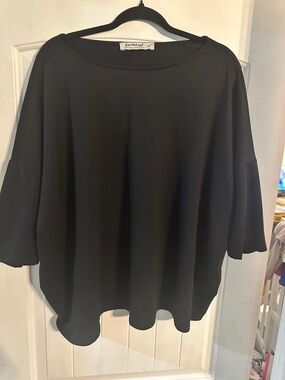 Three Bird Nest Black Relaxed Boxy Tunic